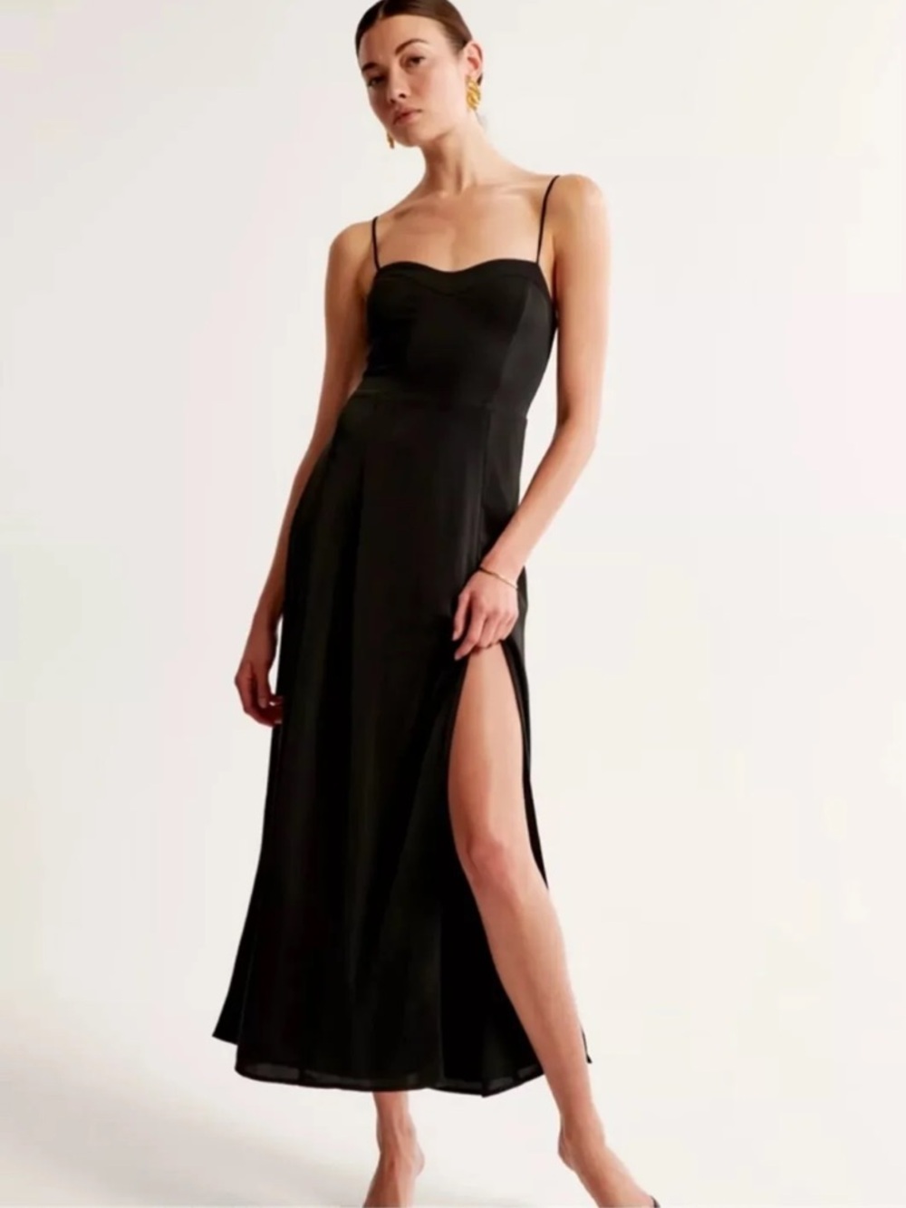 Abercrombie & Fitch Black Camille Midi Dress. NWT. Size XST
